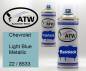 Preview: Chevrolet, Light Blue Metallic, 22 / 8533: 400ml Sprühdose + 400ml Klarlack - Set, von ATW Autoteile West.